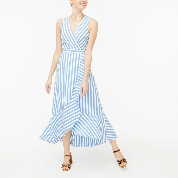 blue and white striped wrap dress Sail to Sable Navy & White Stripe Abby Dress NAVY/WHITE Stripe / XL / SCSU2506S main image 1